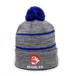 Madlax Boys Heather Grey And Blue Pom Beanie MadGear Hats