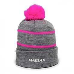 Madlax Girls Grey And Pink Pom Beanie